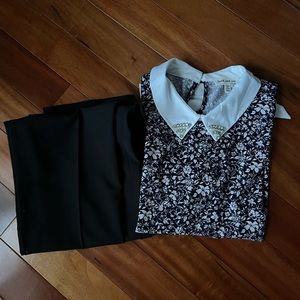 Faith and Joy Women's floral Top (XL)and dress pant hagger brand size 12.